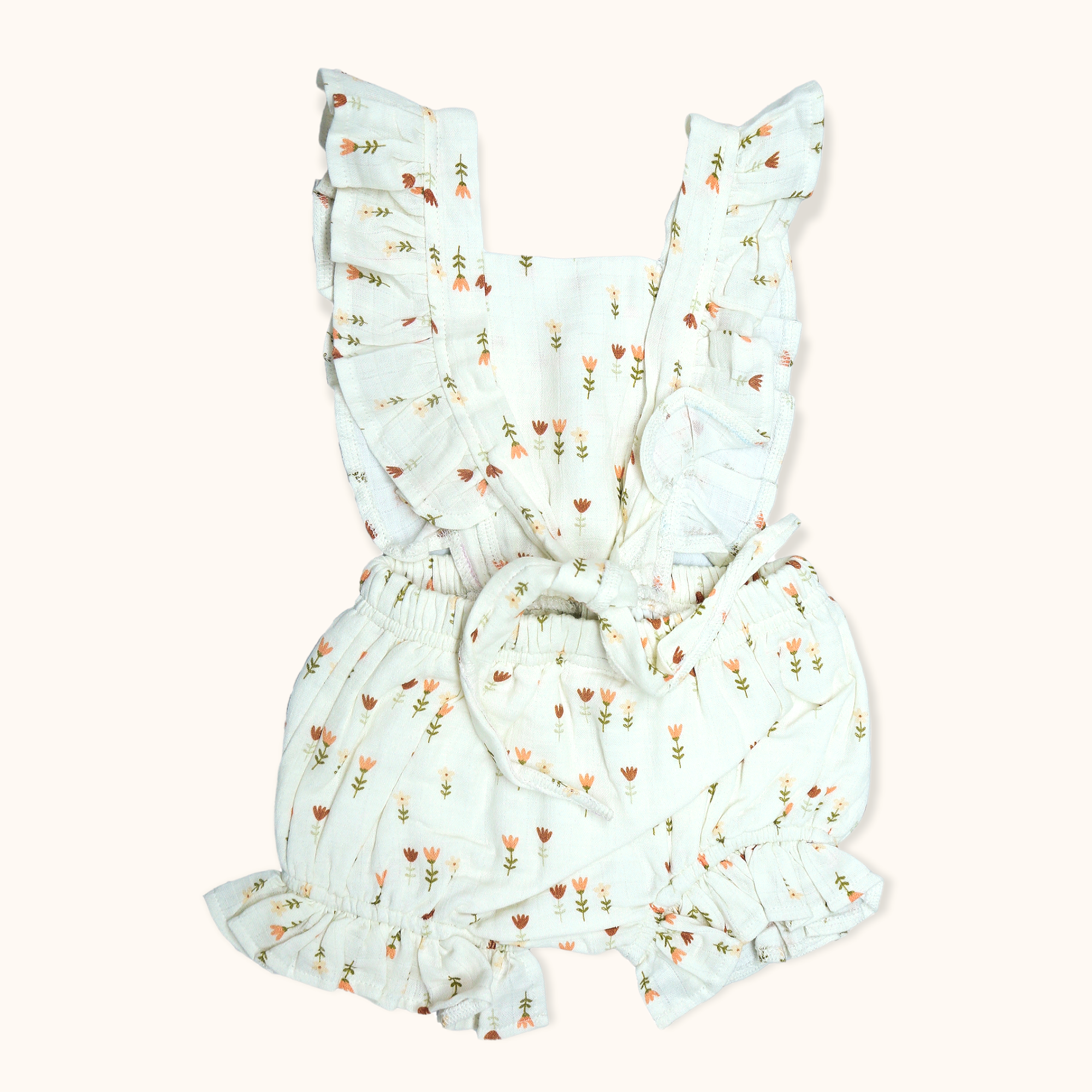 Wildflowers Ruffle Tie Back Baby Romper (Organic Muslin)