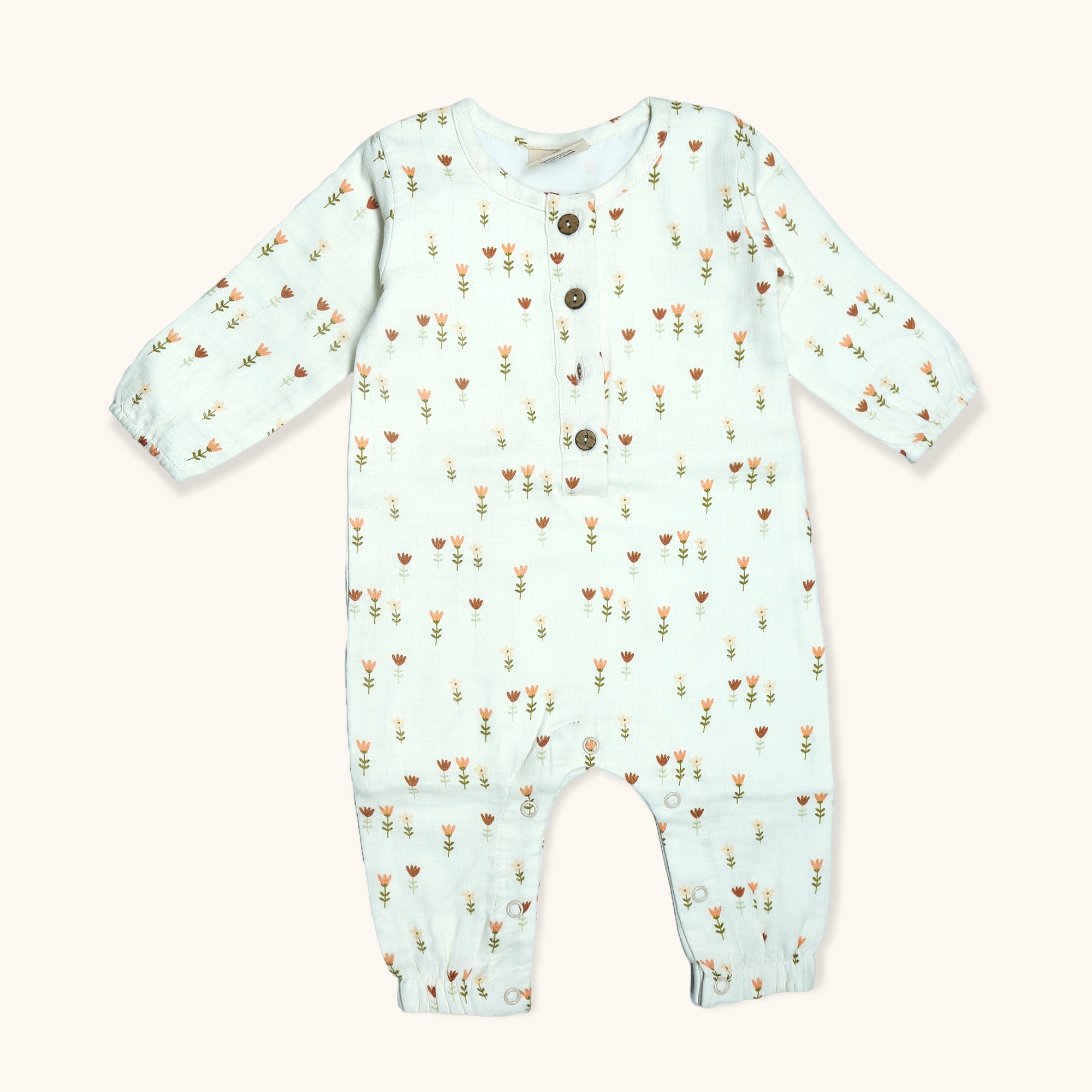 Wildflowers Classic Button Baby Jumpsuit (Organic Muslin)