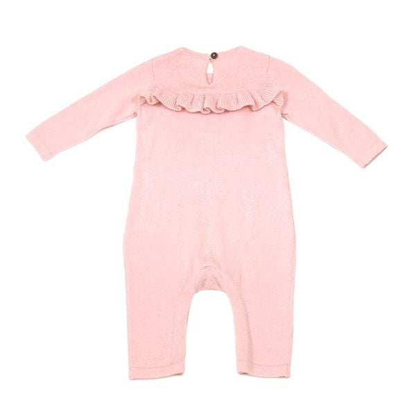 Organic Cotton Milan Knit Ruffle Baby Coverall Romper