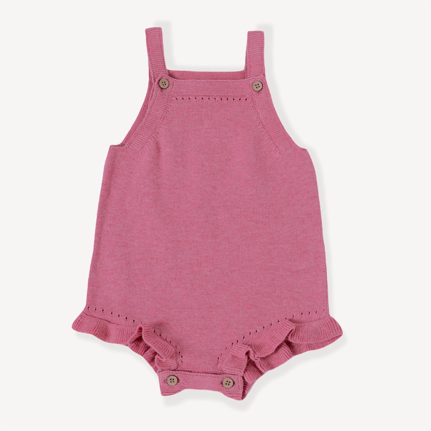 Rose Heather Knit Short Ruffle Romper, Bodysuit & Tights Set (Organic Cotton)