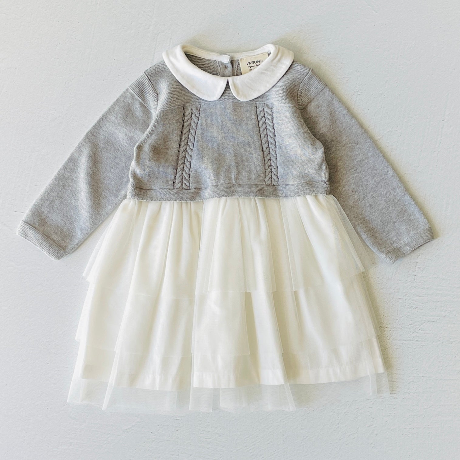 Milan White Peter Pan Sweater Knit Baby Girl Tutu Dress