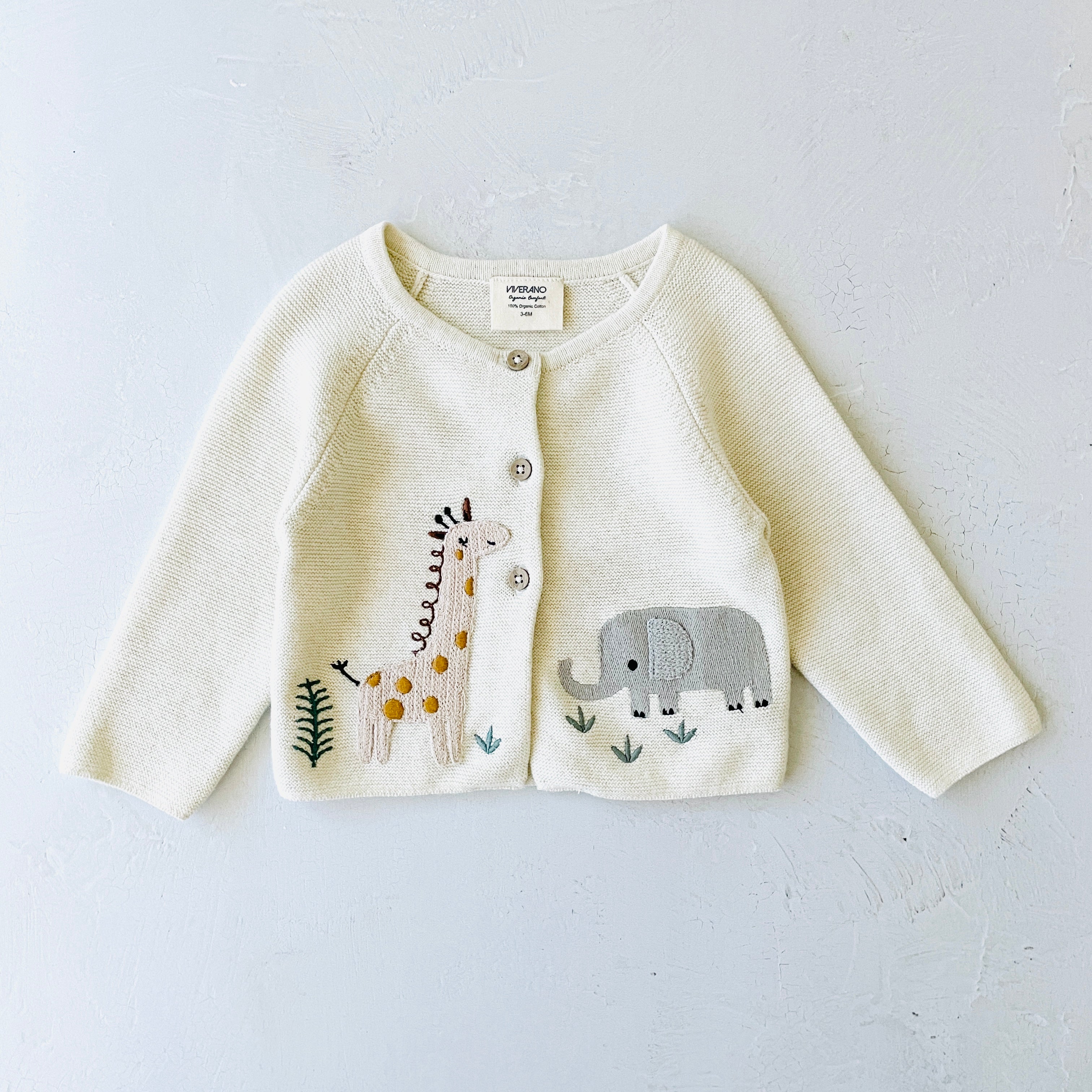 Animal Safari Embroidered Baby Cardigan Sweater (Organic)