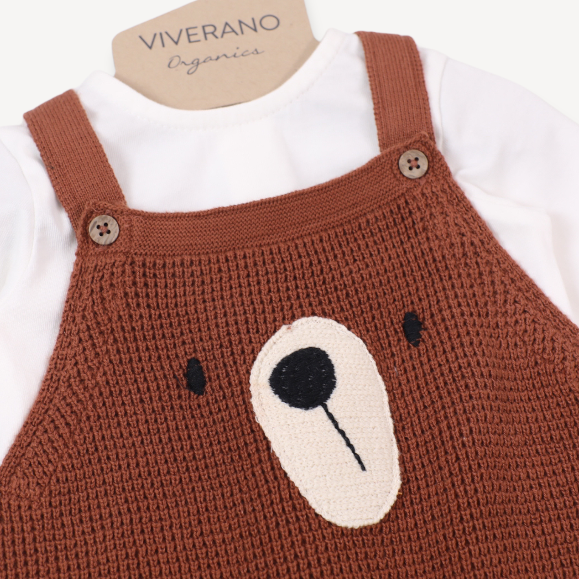 Bear Knit Overall Baby Jumpsuit Romper & Bodysuit Set (Organic Cotton)