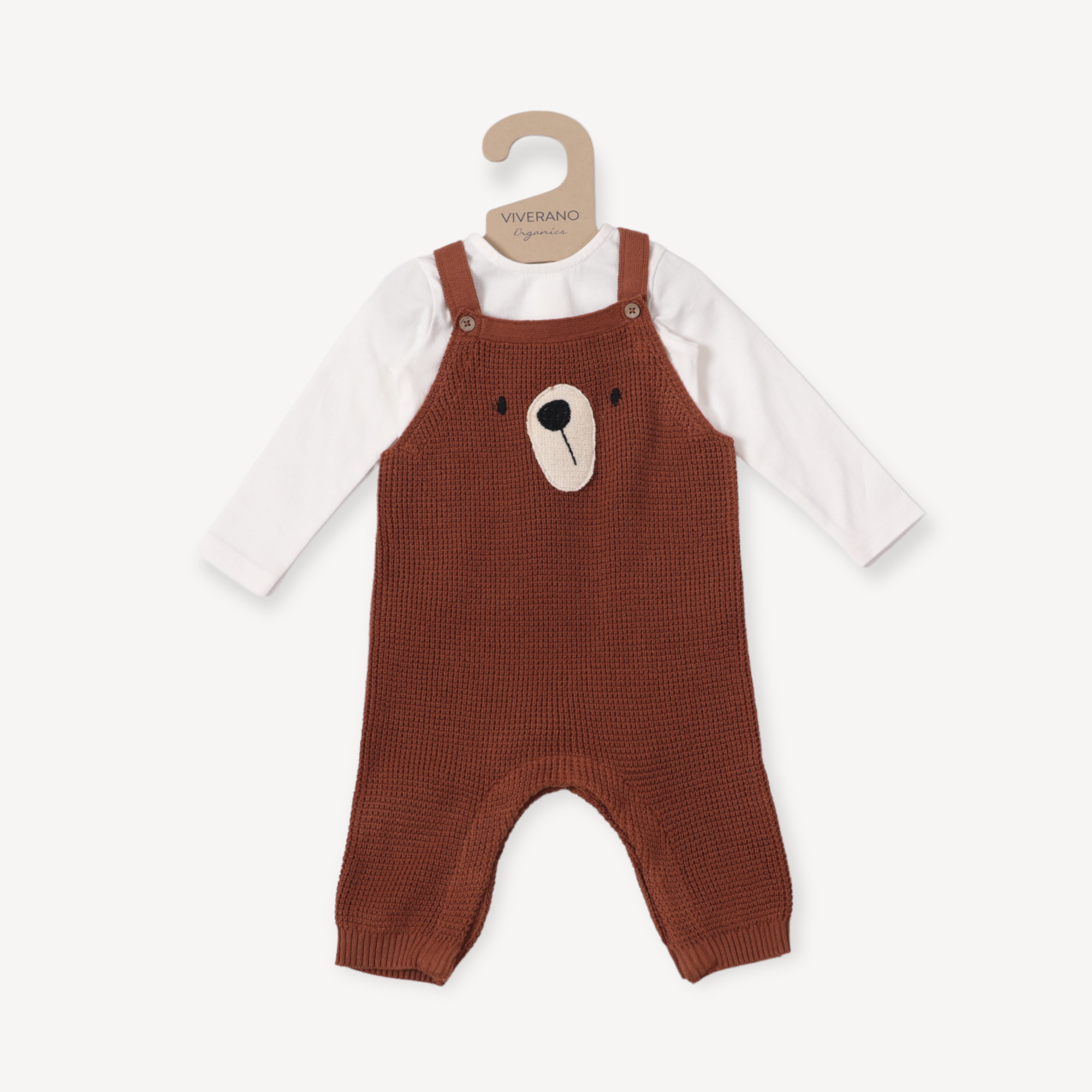 Bear Knit Overall Baby Jumpsuit Romper & Bodysuit Set (Organic Cotton)