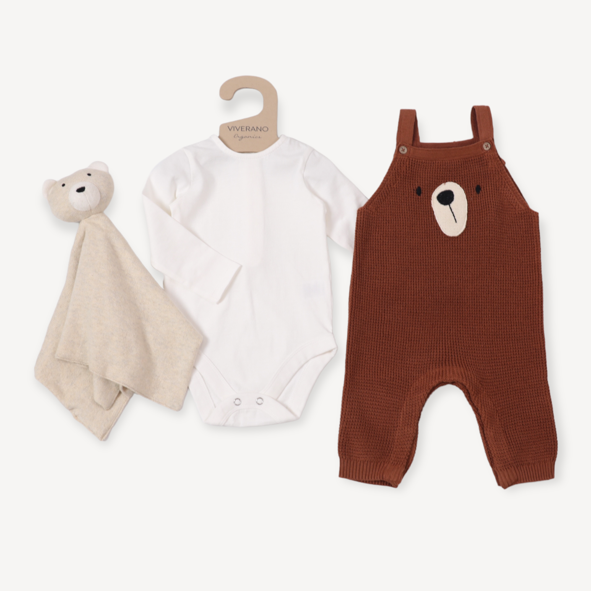 Bear Knit Overall Baby Jumpsuit Romper & Bodysuit Set (Organic Cotton)