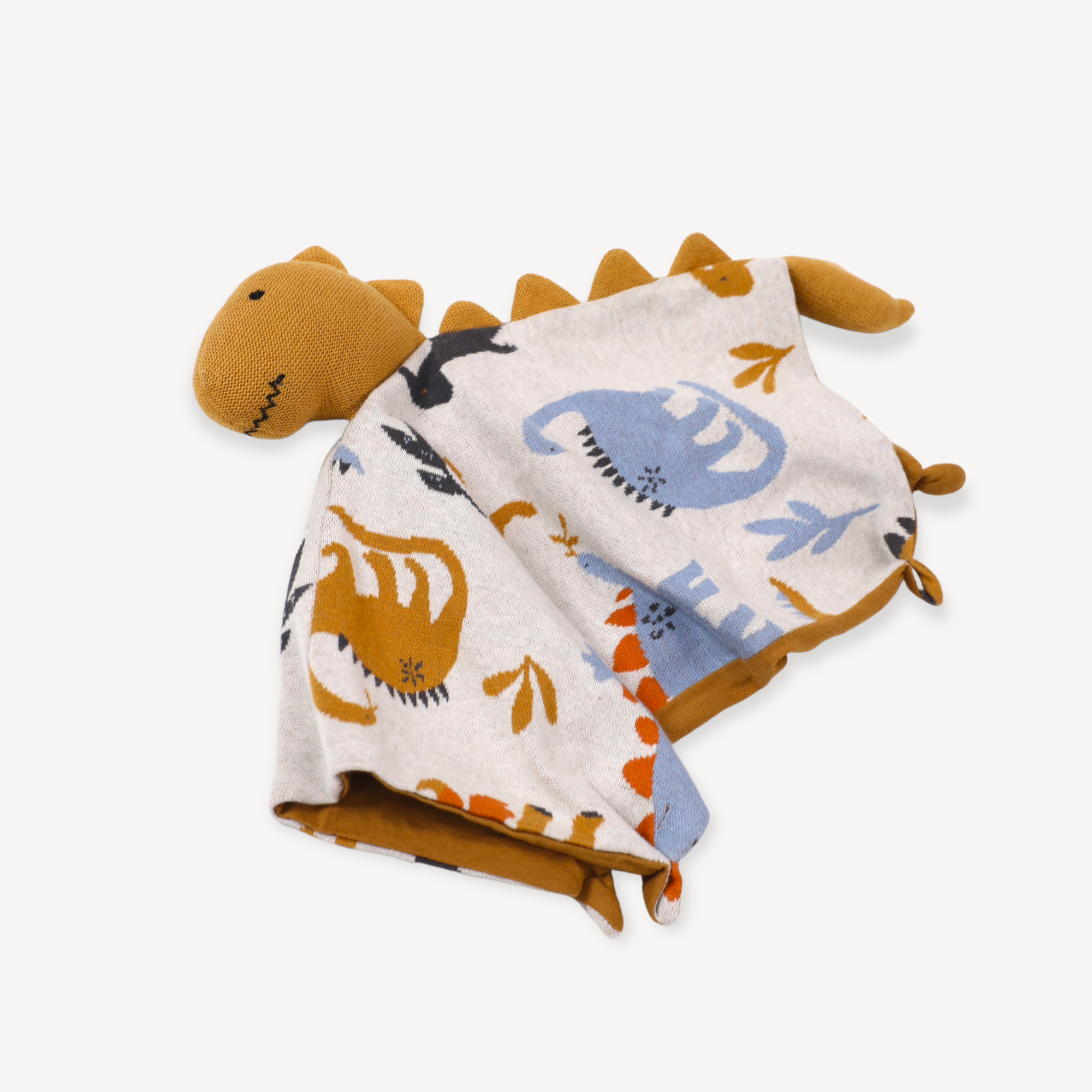 Conjunto de regalo de manta y peluche para bebé de punto jacquard con diseño de dinosaurio (orgánico)