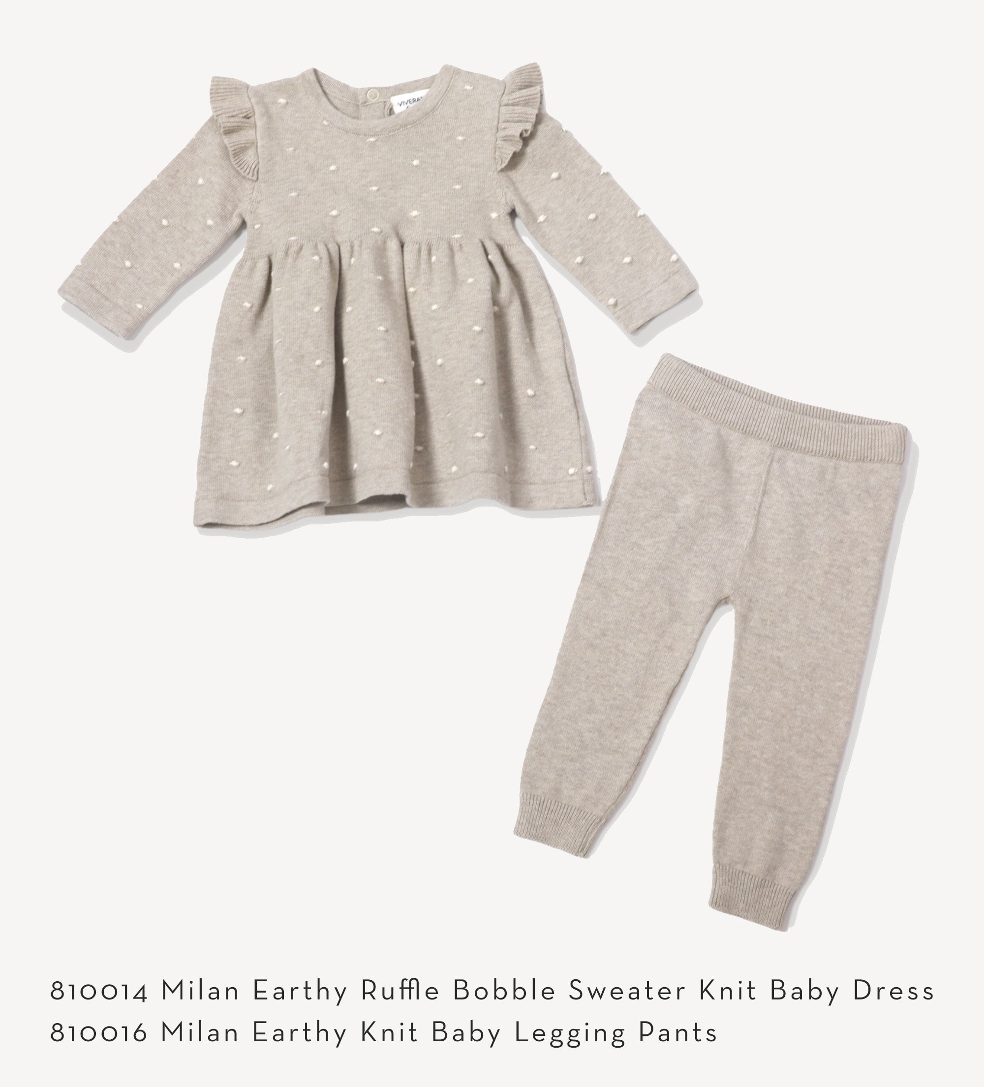 Milan Earthy Knit Ruffle & Bobble Girl Dress (Organic Cotton) Viverano Organic Baby Clothing