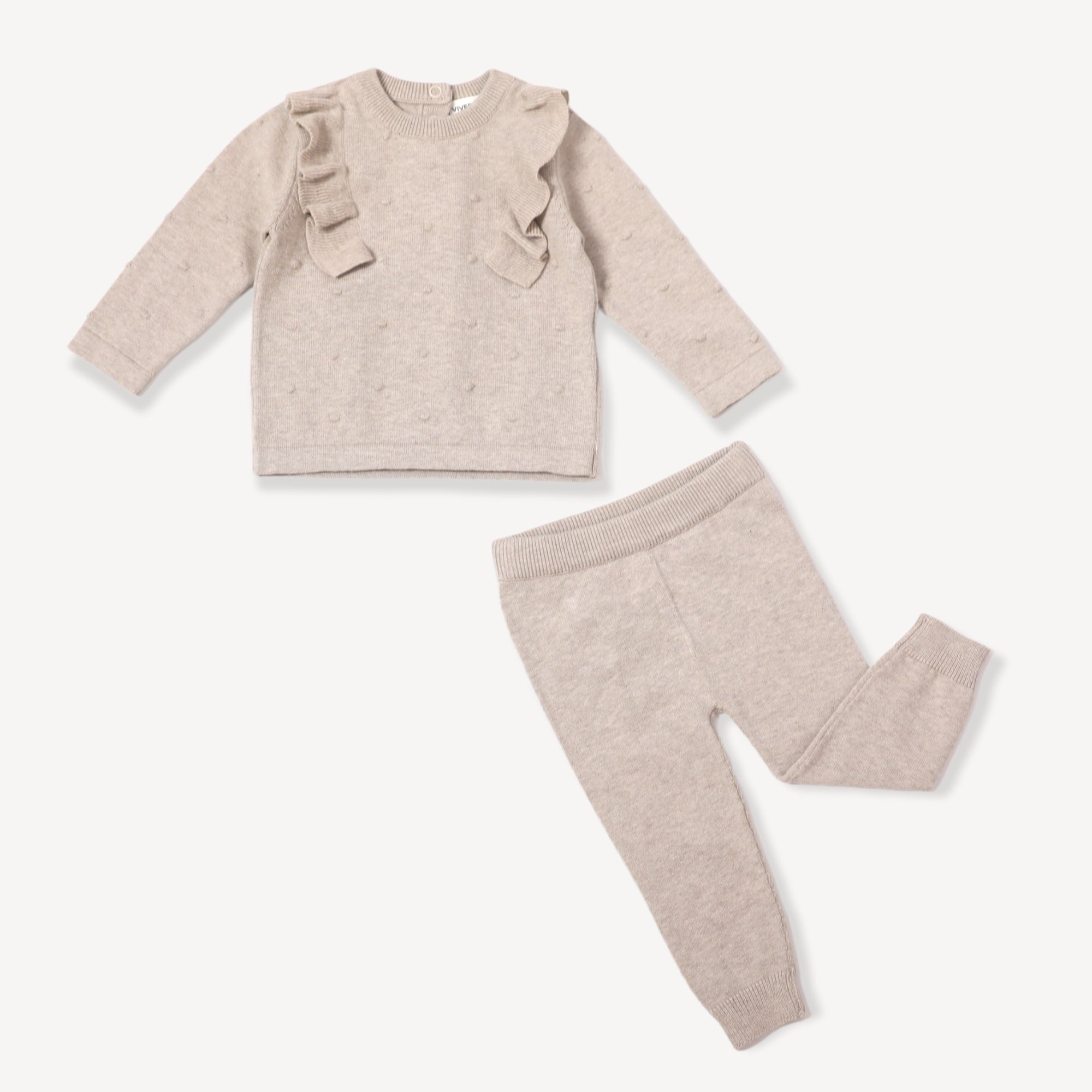 Milan Earthy Ruffle Bobble Baby Pullover Top (Organic Cotton) 2 Colors