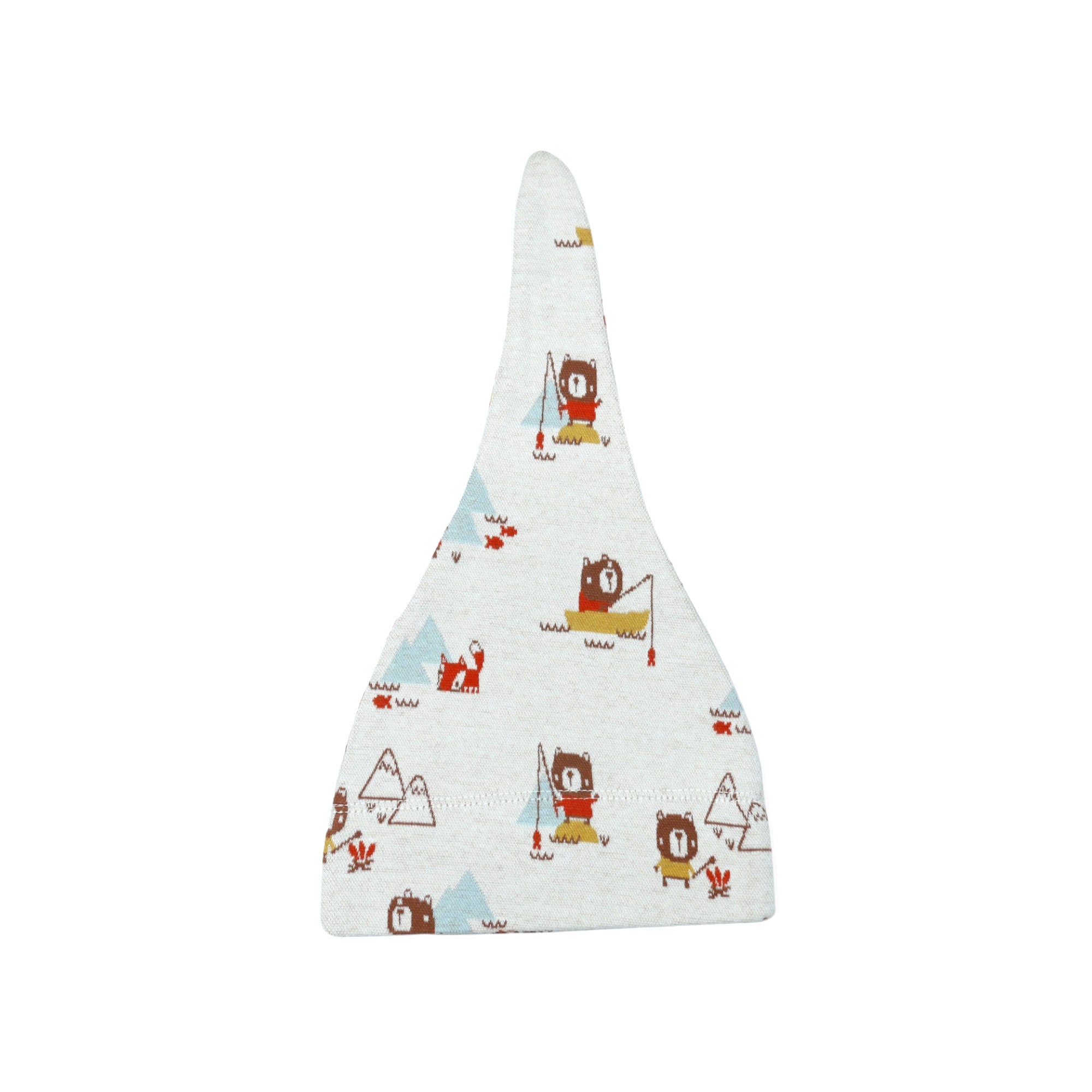 Camping Bear & Fox Jacquard Baby Knot Hat (Organic Cotton)