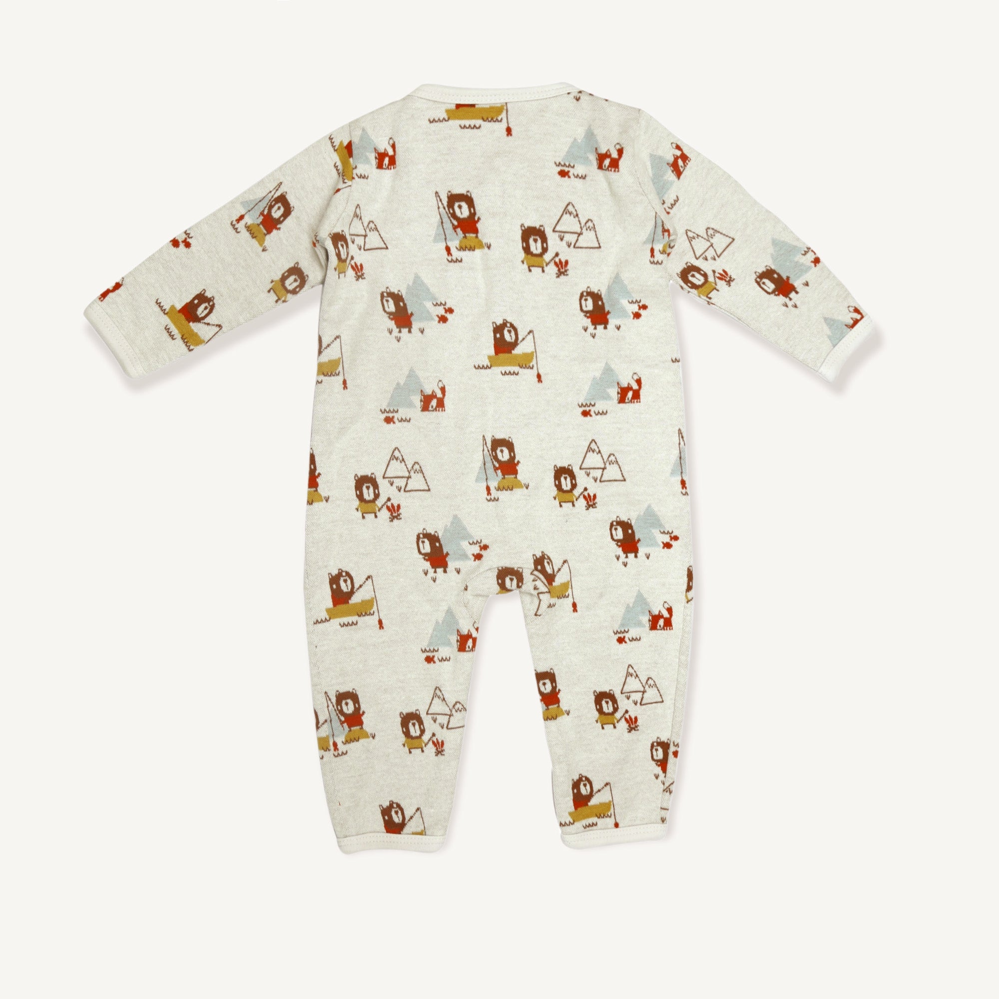 Camping Bear Classic Button Jacquard Baby Jumpsuit (Organic Cotton) by Viverano