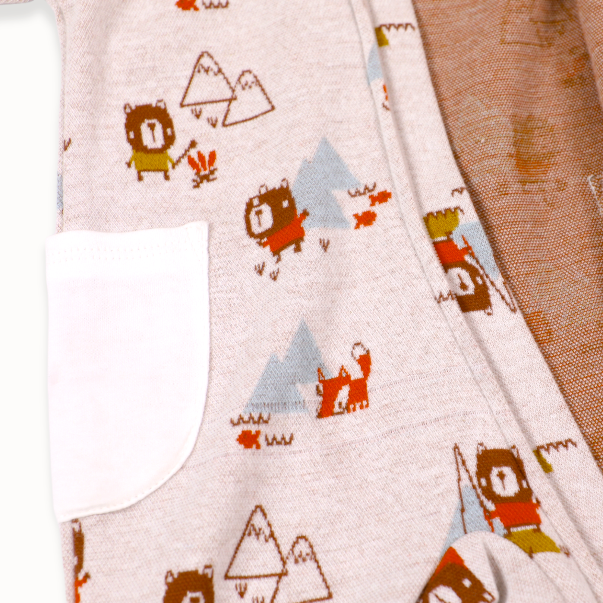 Camping Bear & Fox Jacquard Zipper Hoodie Baby Romper (Organic Cotton)