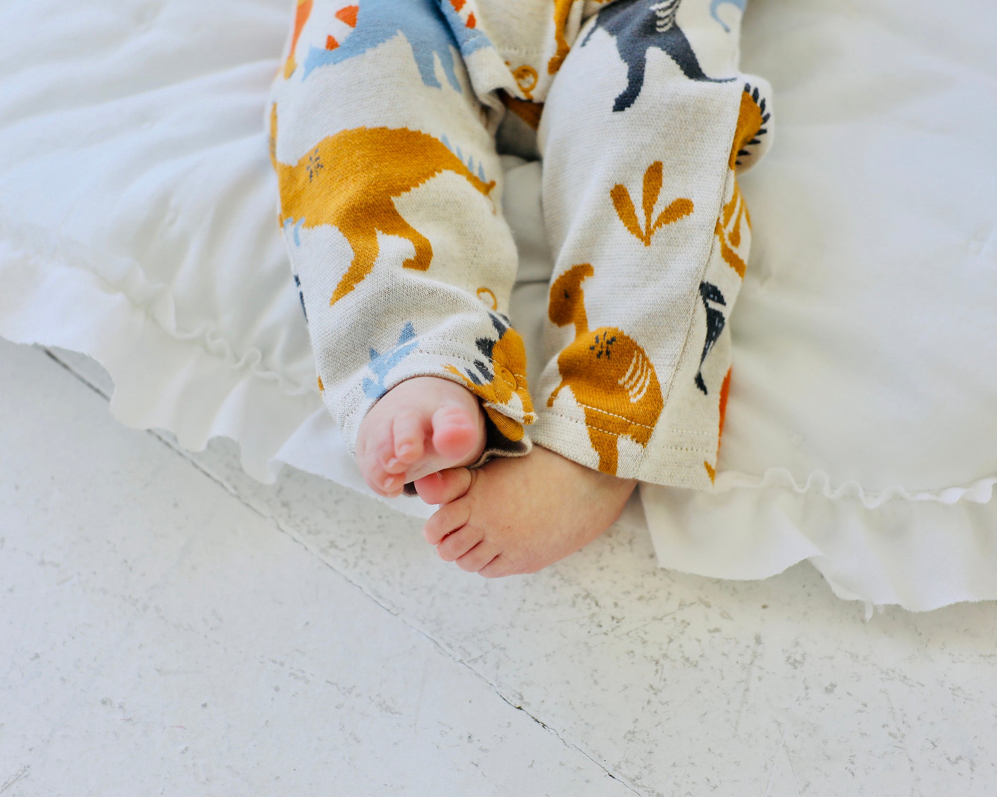 Dino Kangaroo Pocket Jacquard Baby Jumpsuit (Organic Cotton)