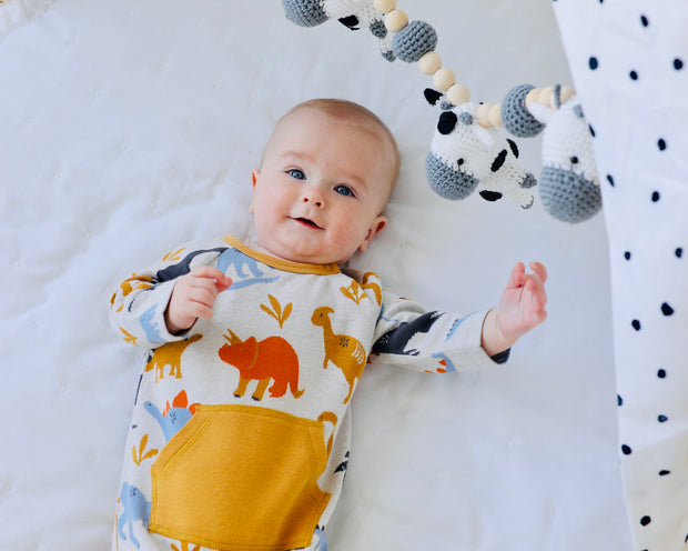 Dino Kangaroo Viverano Pocket Jacquard (Organic Baby Cotton) – Jumpsuit