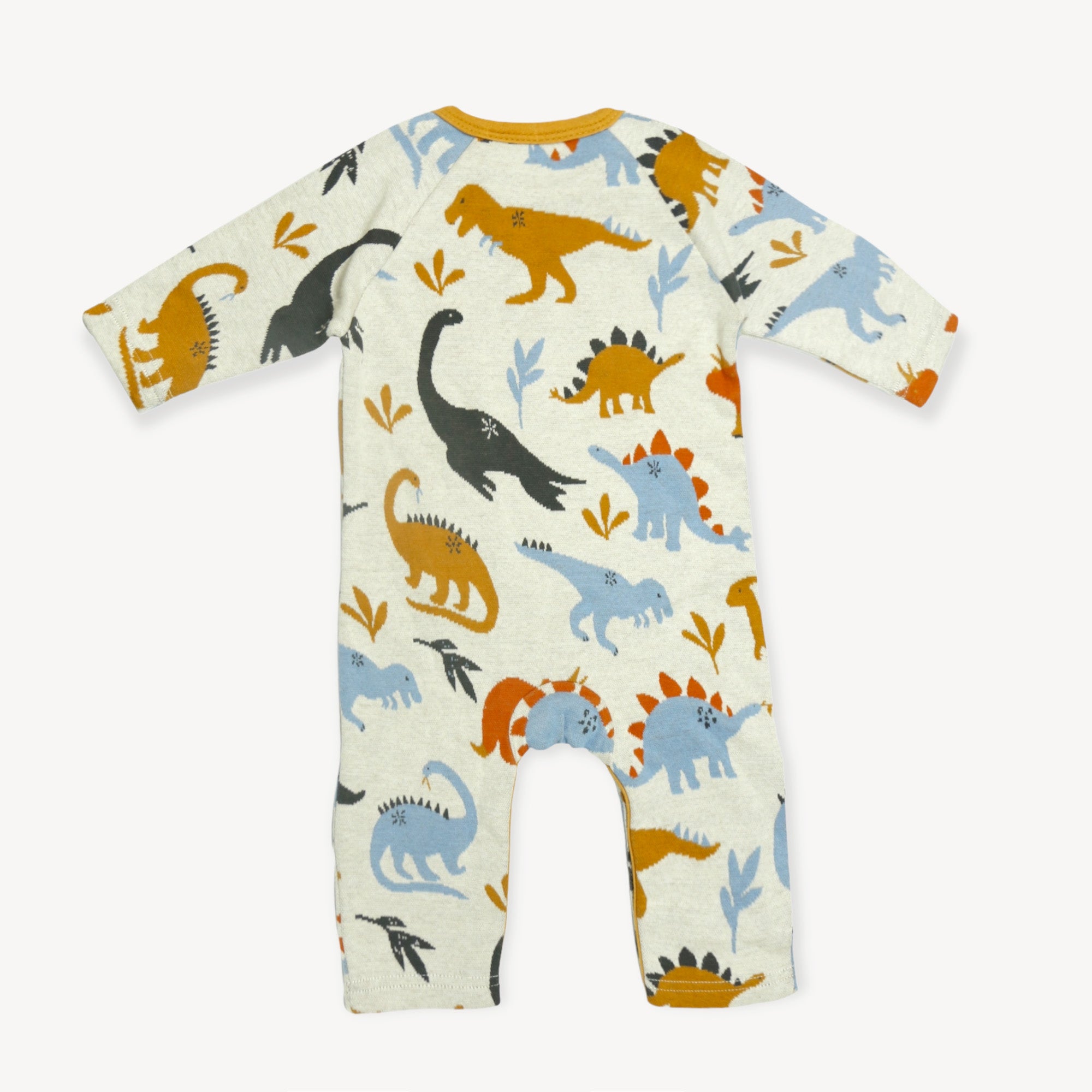 Dino Kangaroo Pocket Jacquard Baby Jumpsuit (Organic Cotton)