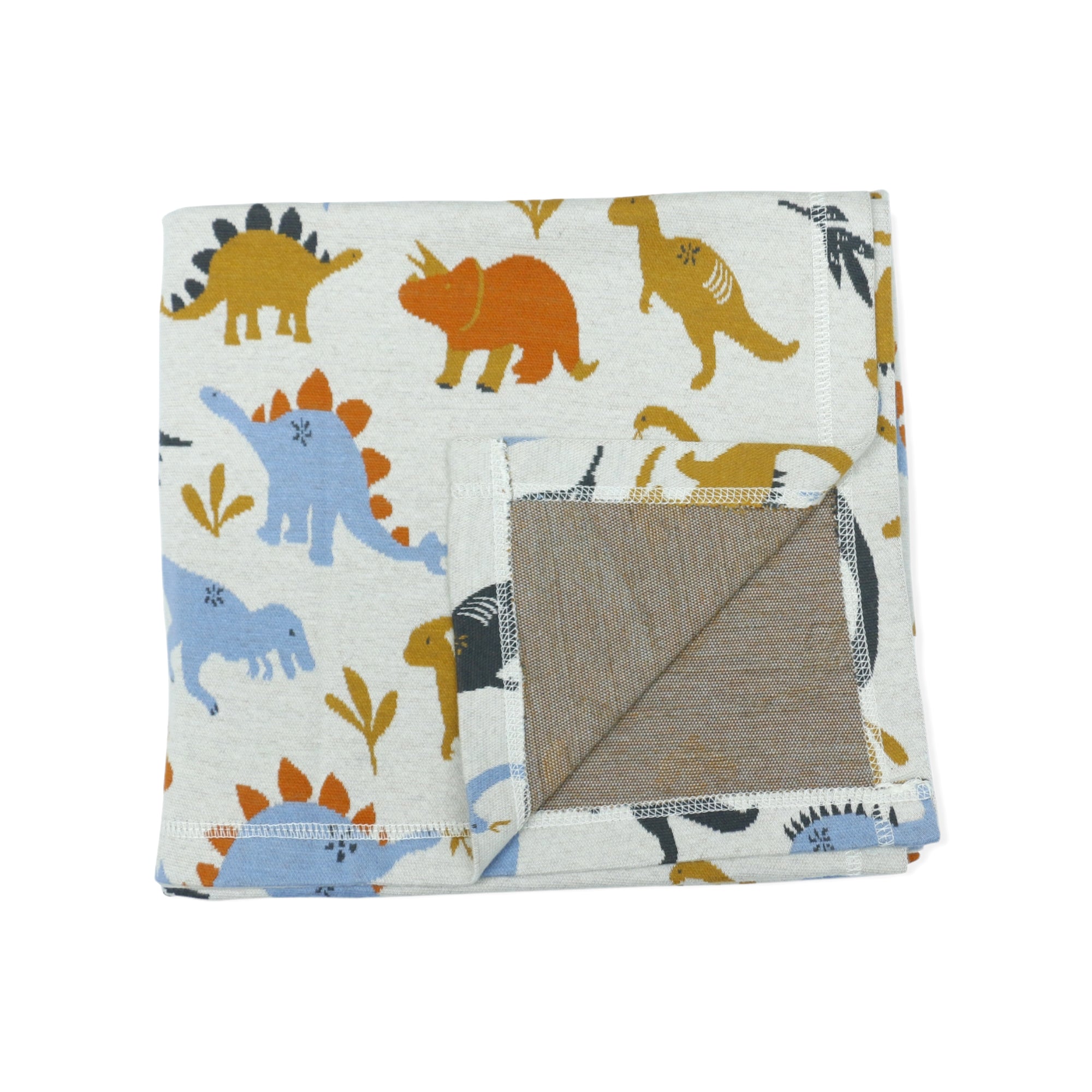 Dino Jungle Jacquard Knit Baby Blanket (Organic Cotton)