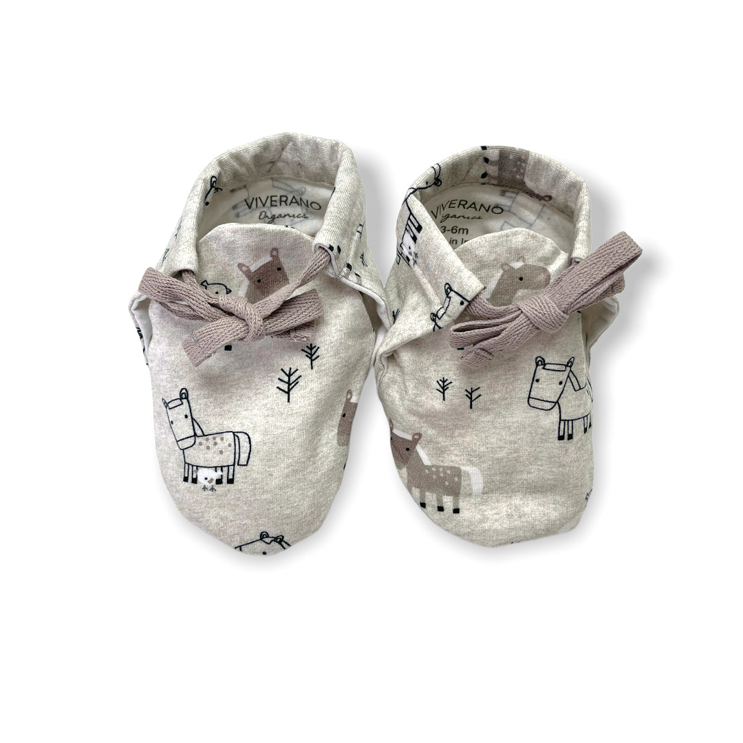 Horse & Bird Baby Booties (Organic Jersey)