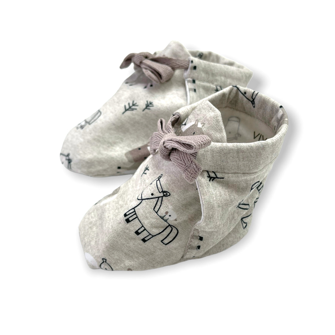 Horse & Bird Baby Booties (Organic Jersey)