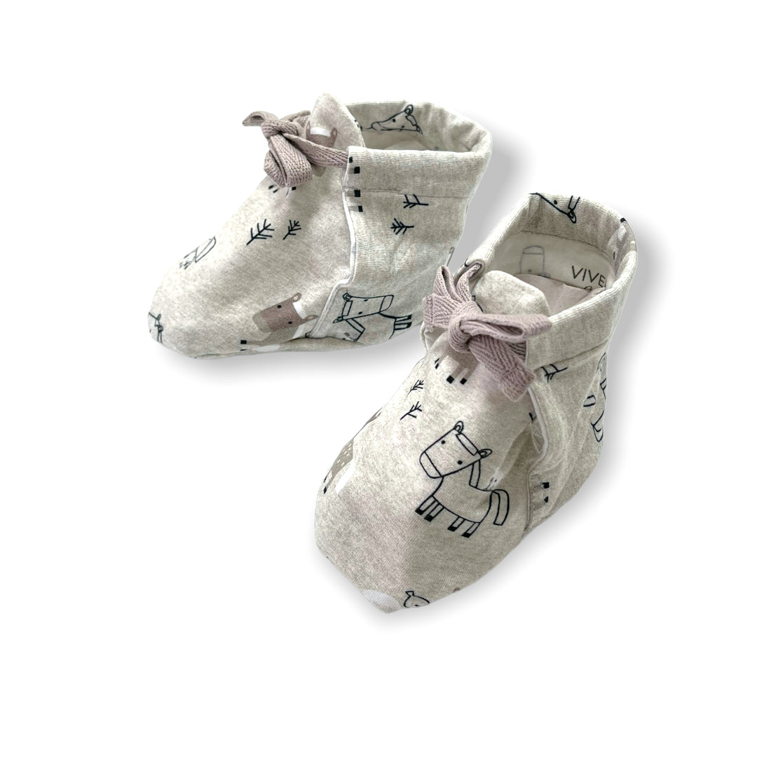 Horse & Bird Baby Booties (Organic Jersey)