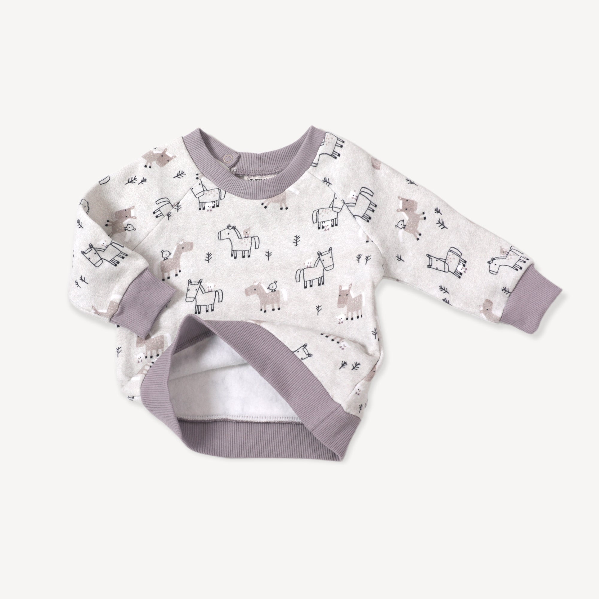 Horse & Bird Fleece Baby Sweatshirt & Jogger Set (Organic Cotton)