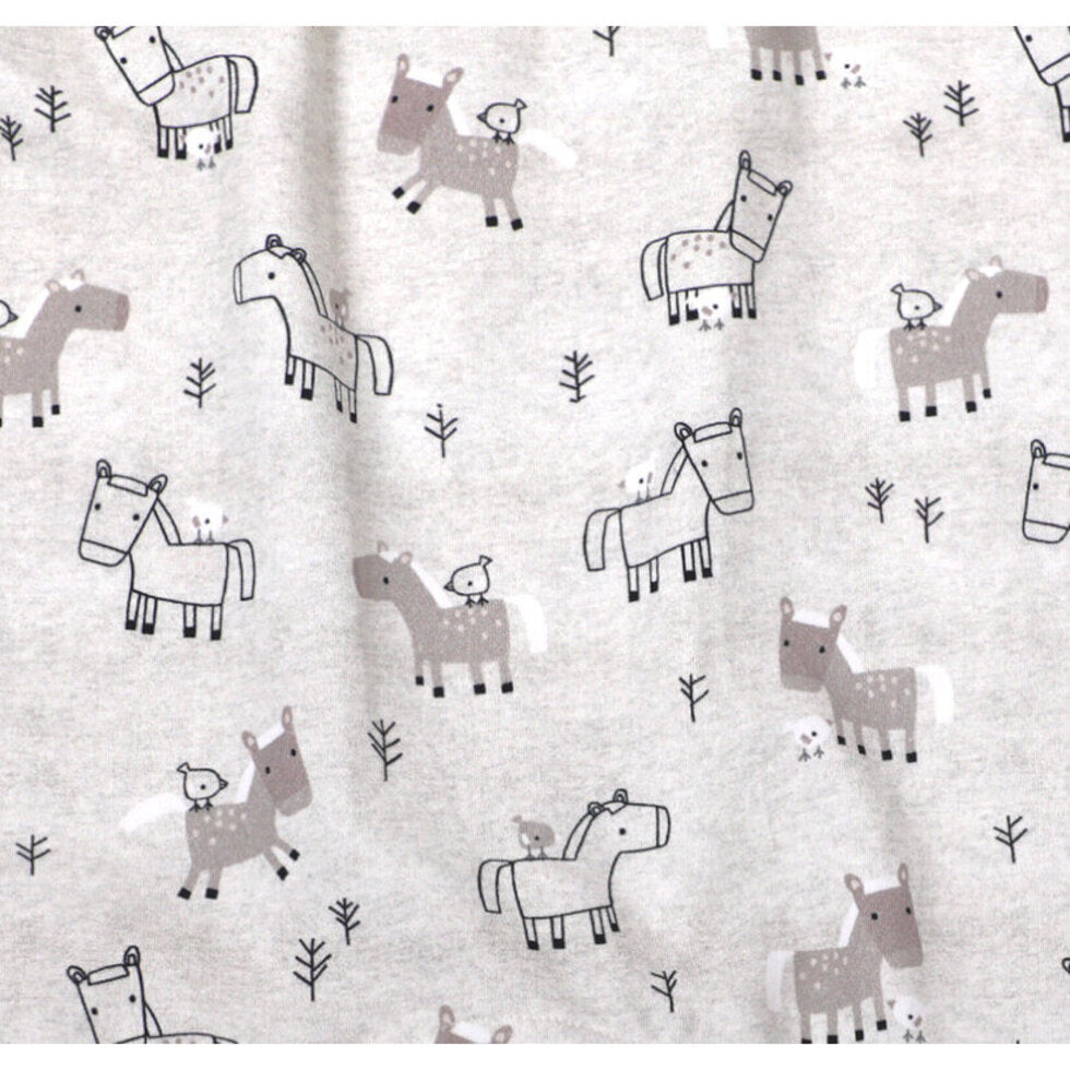 Horse & Bird Ruffle Baby Jumpsuit (Organic Cotton)