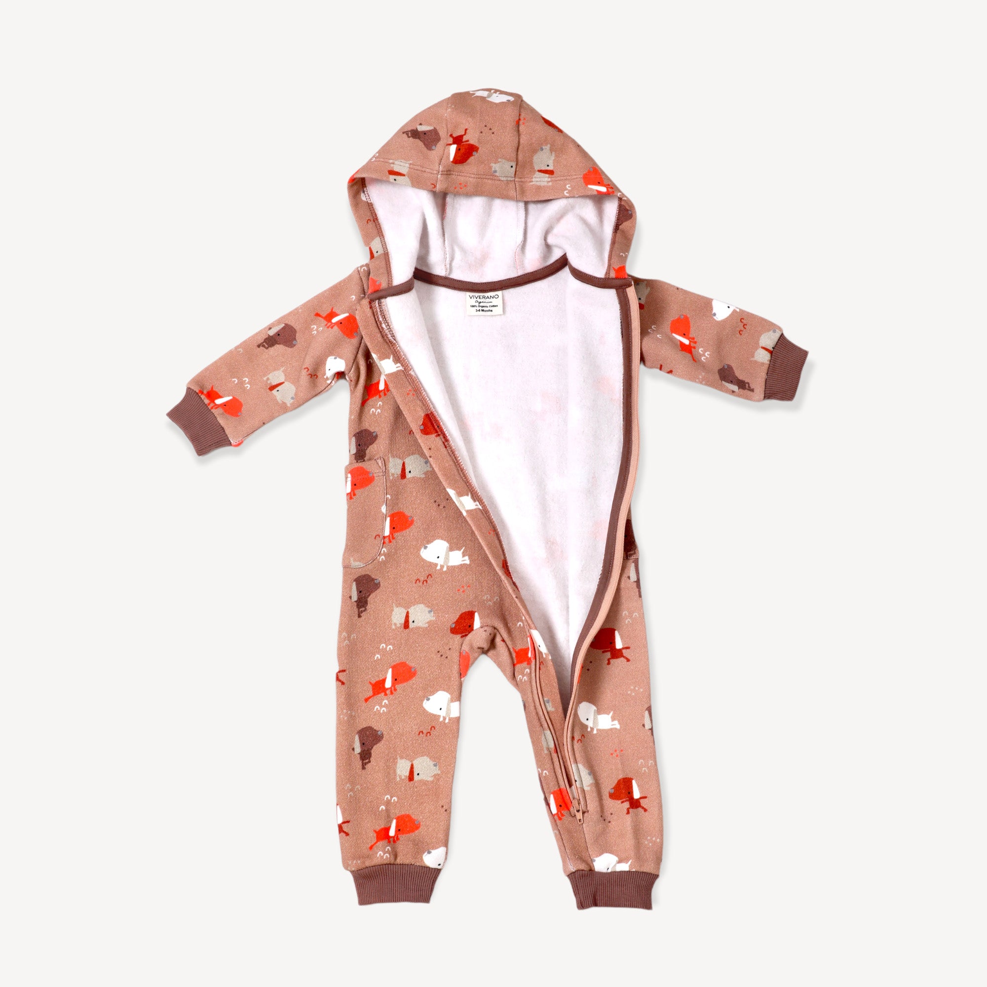 Yoga Dog Baby Fleece Hooded Zipper Jumpsuit (Organic Cotton)