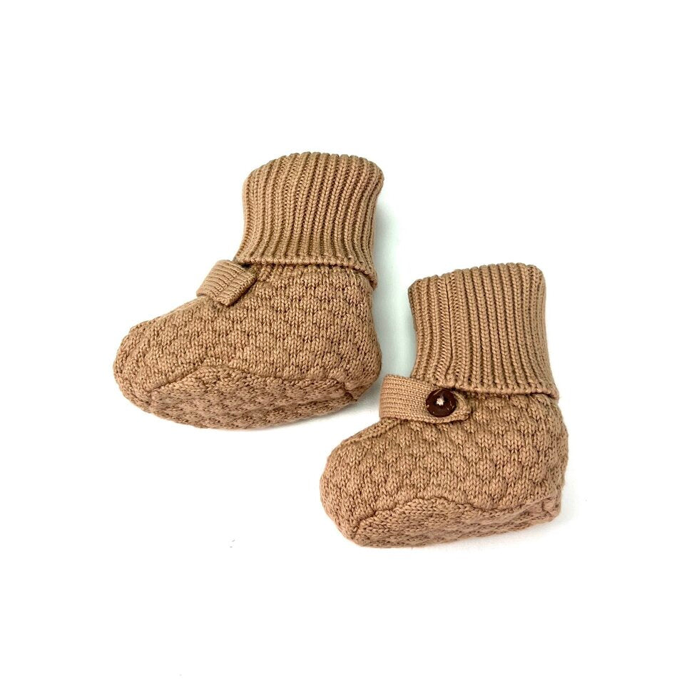 Milan Earthy Sweater Knit Baby Booties (Organic Cotton) by Viverano Organic Baby