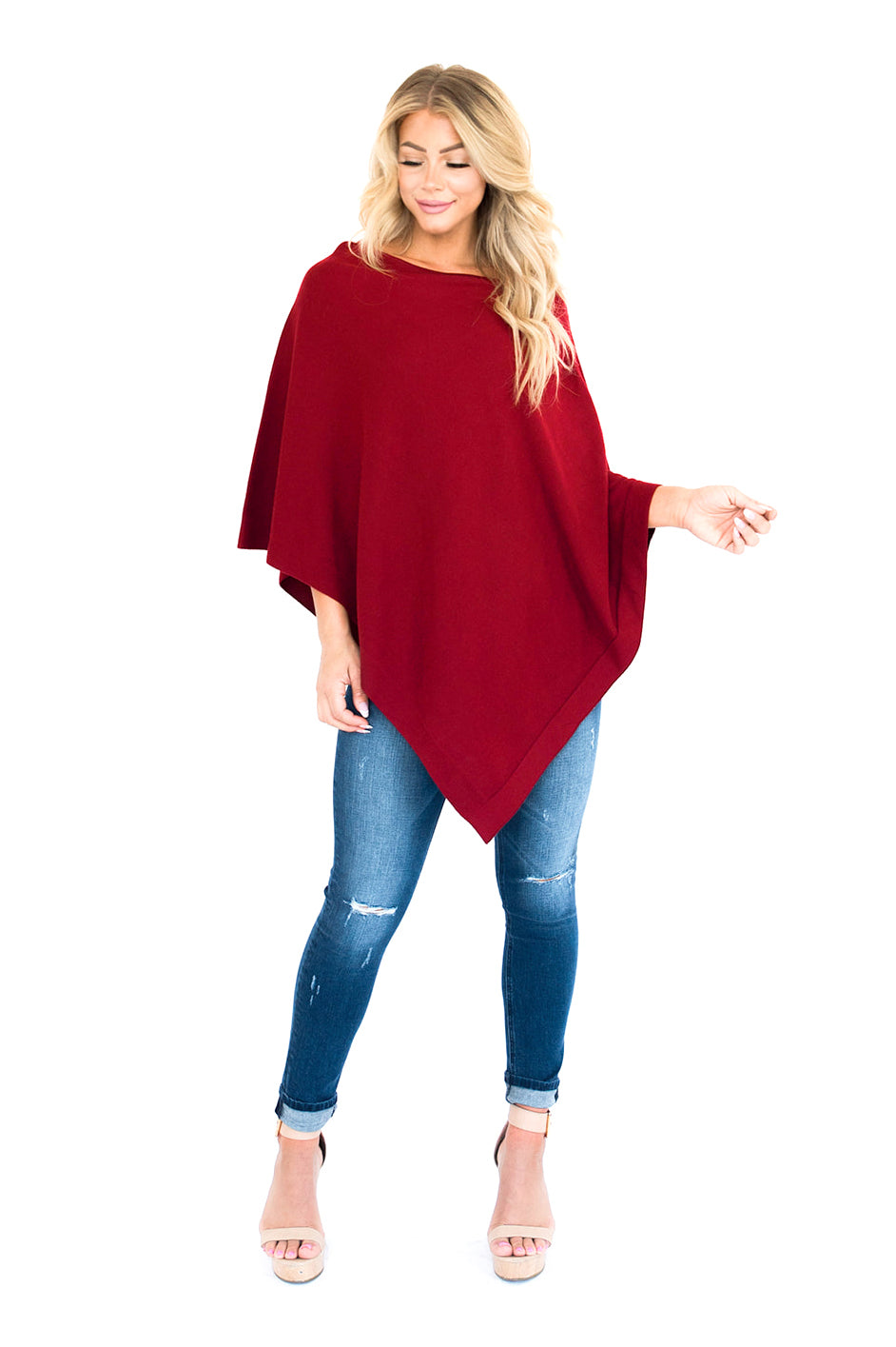 Loving Thread Organic Cotton Knit Poncho Wrap by Viverano