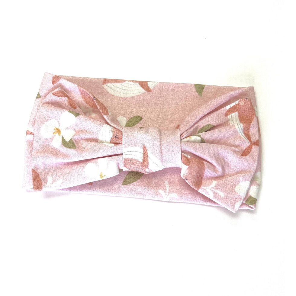 Gardenia Whales Bow Headband (Organic Jersey)