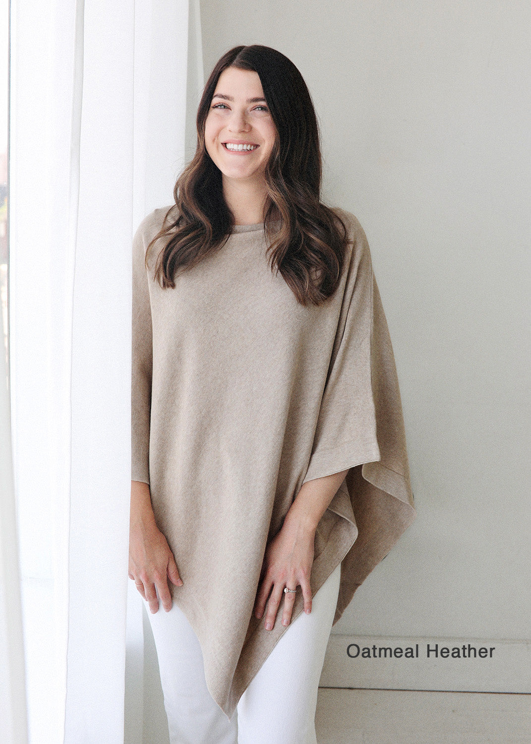 Loving Thread Organic Cotton Knit Poncho Wrap by Viverano