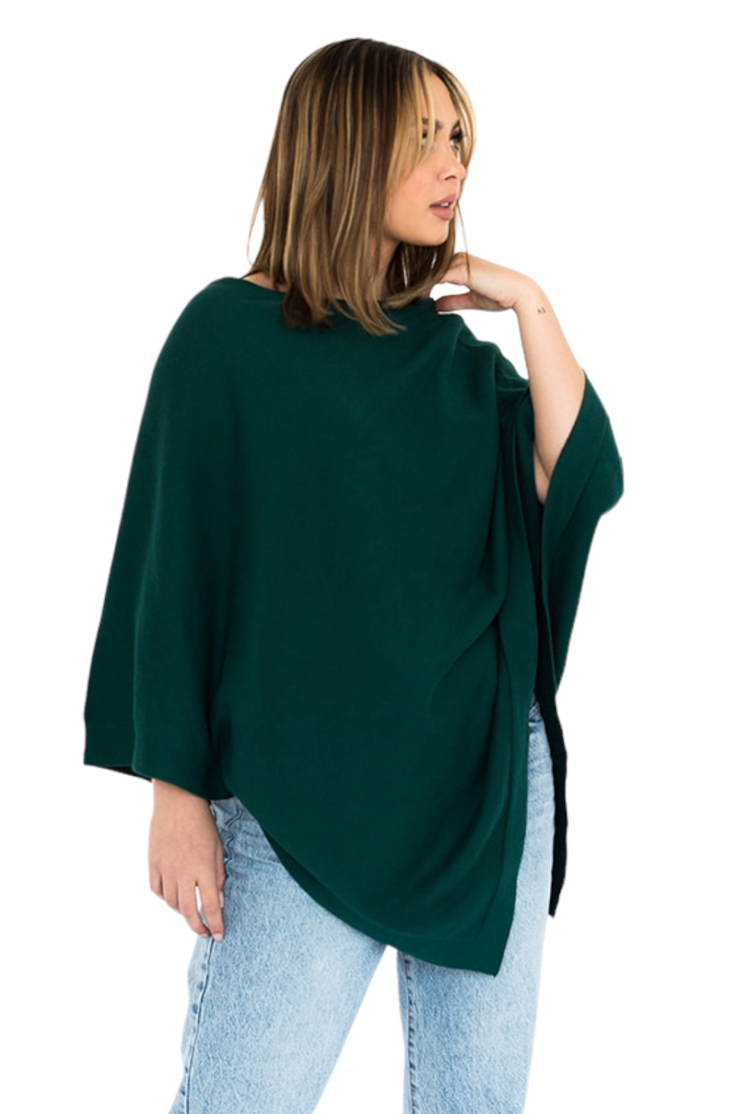 Loving Thread Organic Cotton Knit Poncho Wrap by Viverano