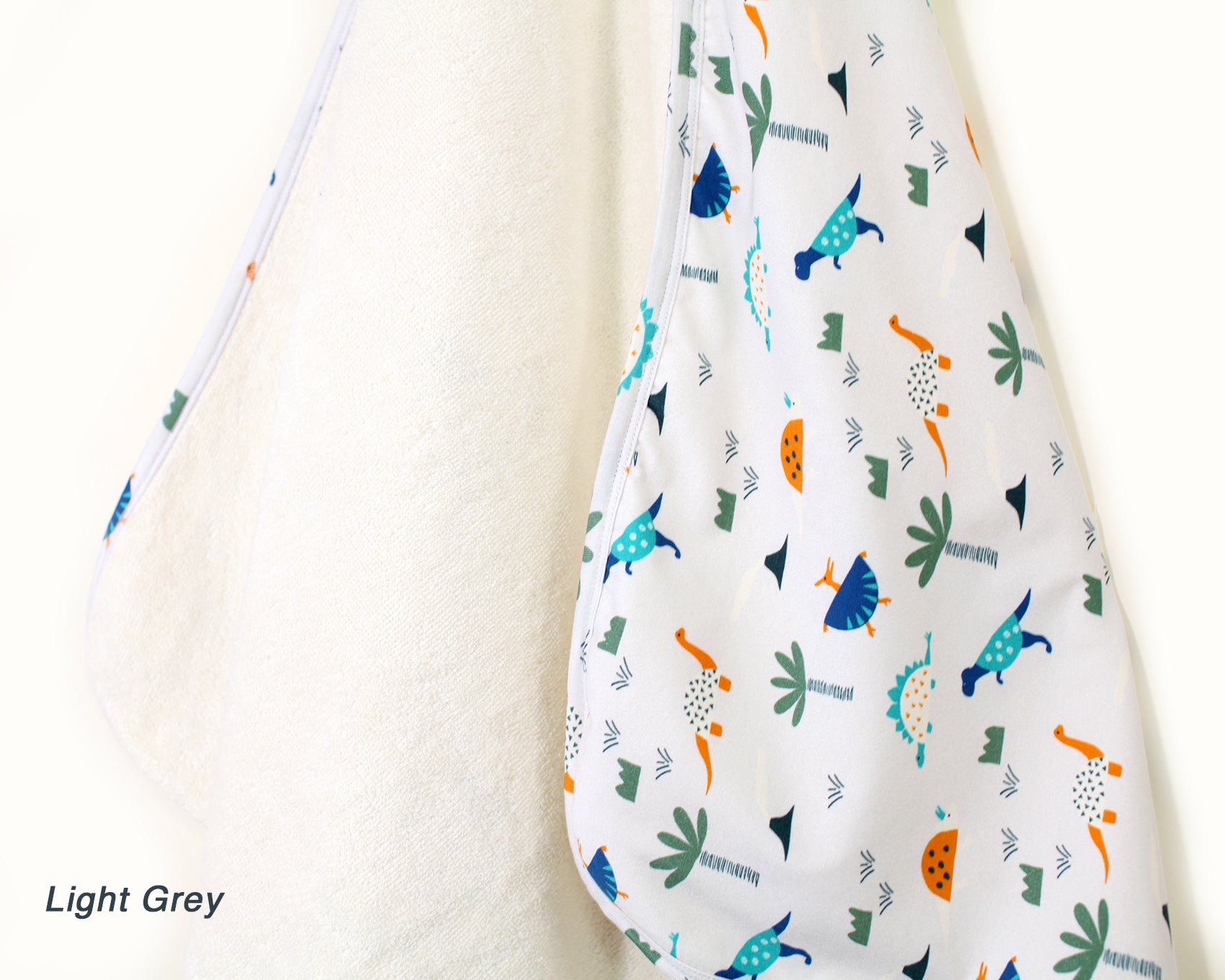 Organic Cotton Dino Reversible Hooded Towel for Babies by Viverano