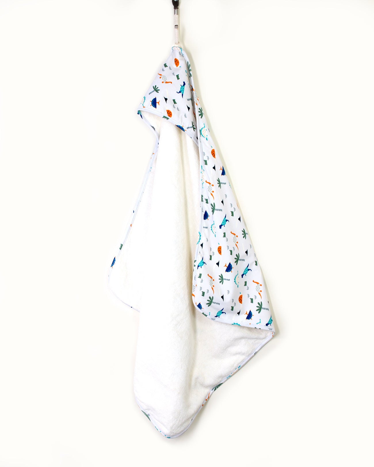 Organic Cotton Dino Reversible Hooded Towel for Babies by Viverano