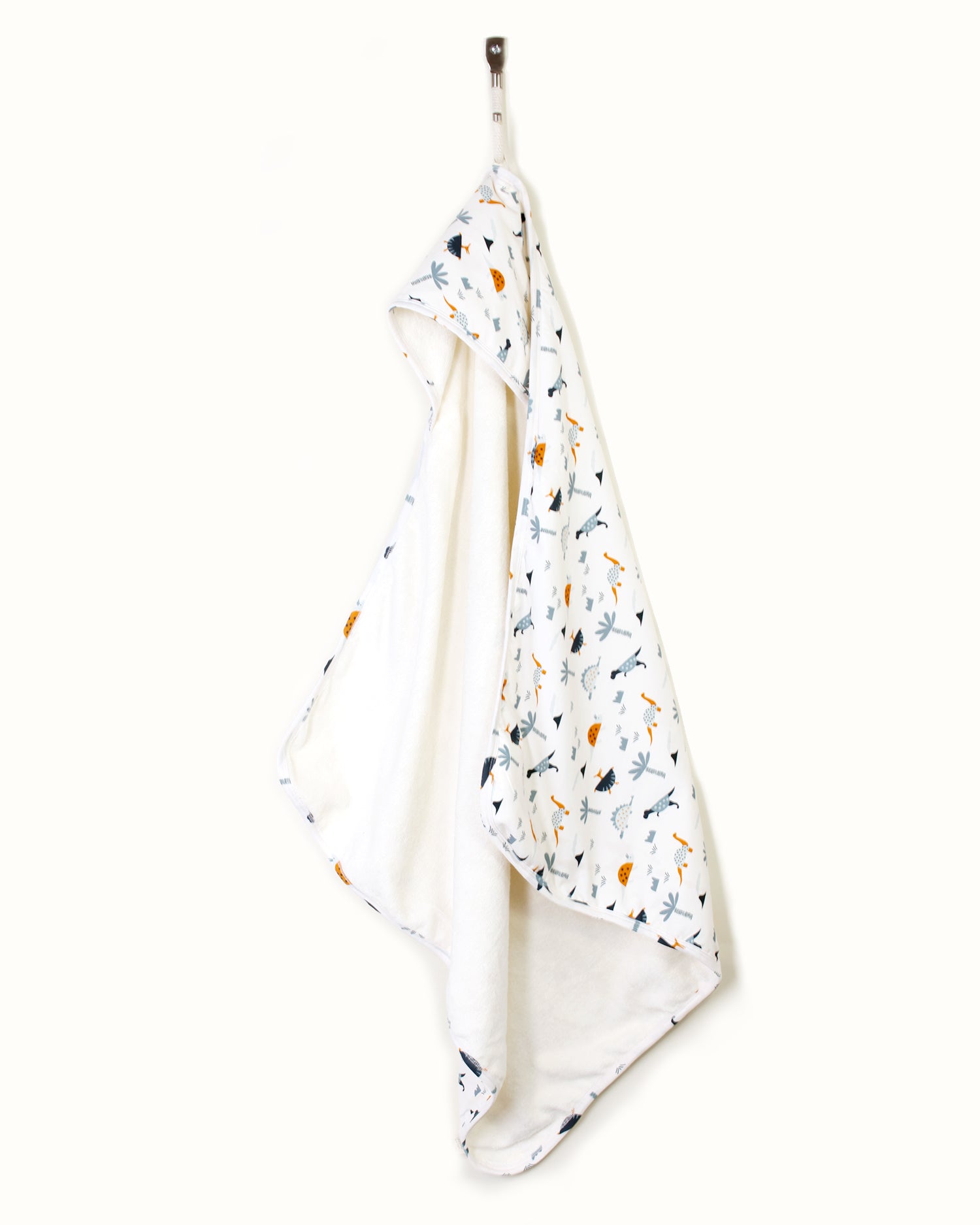 Organic Cotton Dino Reversible Hooded Towel for Babies by Viverano