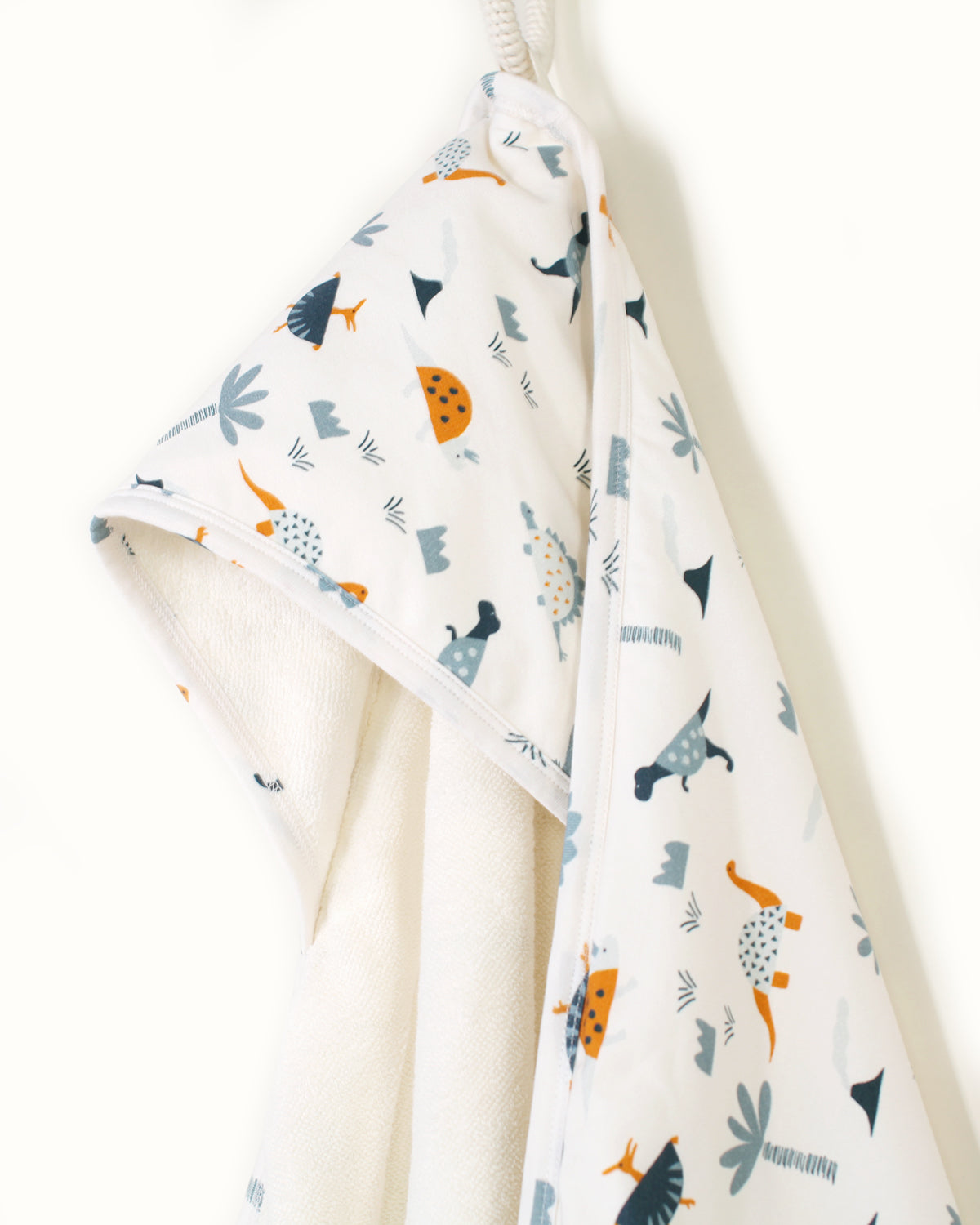 Organic Cotton Dino Reversible Hooded Towel for Babies by Viverano