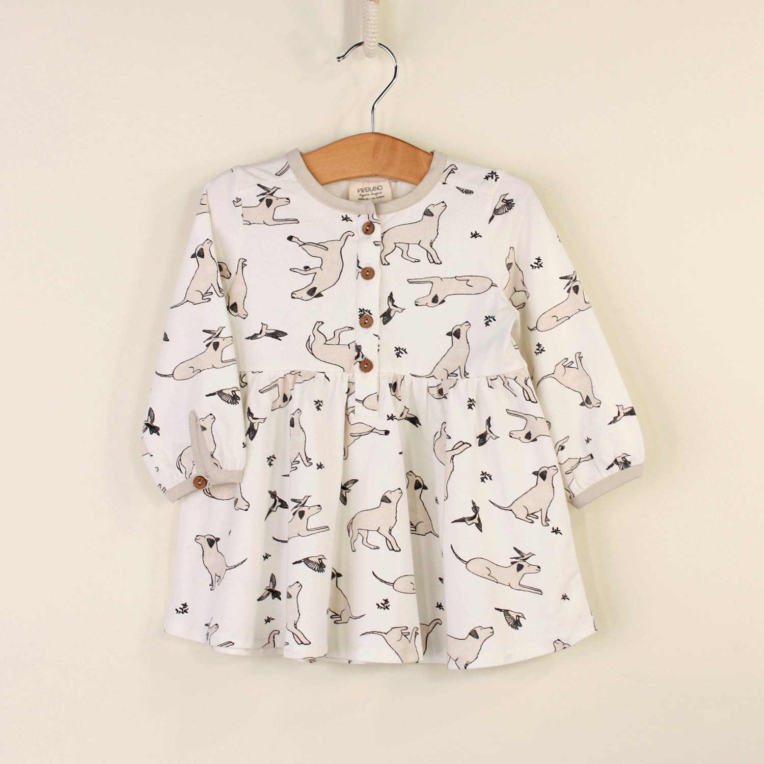 Kai Dog & Hummingbird Flare & Button Dress for Babies by Viverano