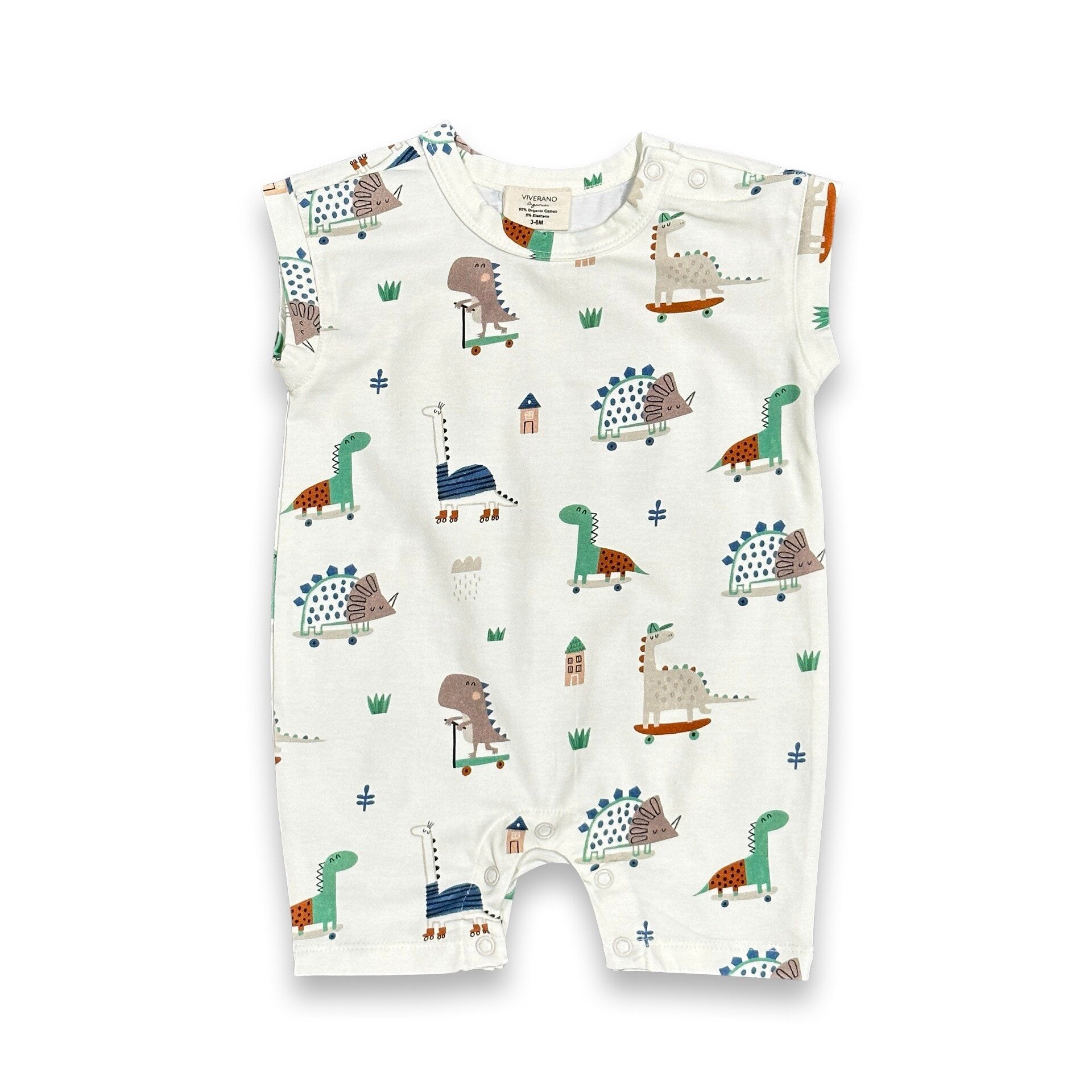 Skater Dino Muscle Shortie Baby Romper (Organic Jersey)