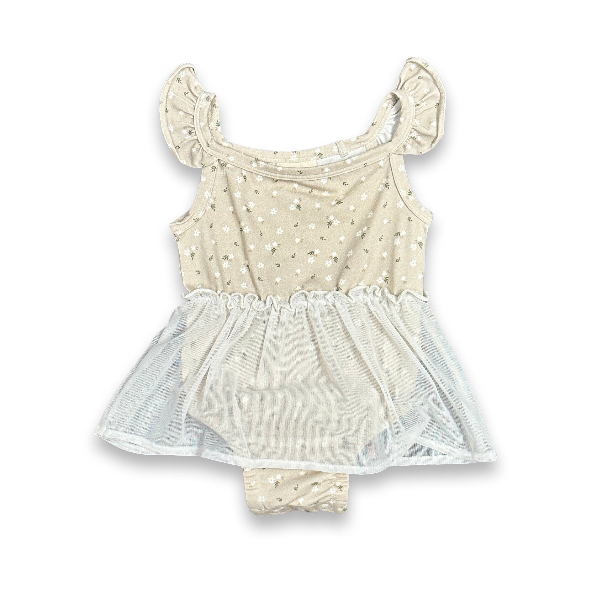 Ditsy Floral Ruffle Tutu Baby Girl Romper (Organic Jersey)