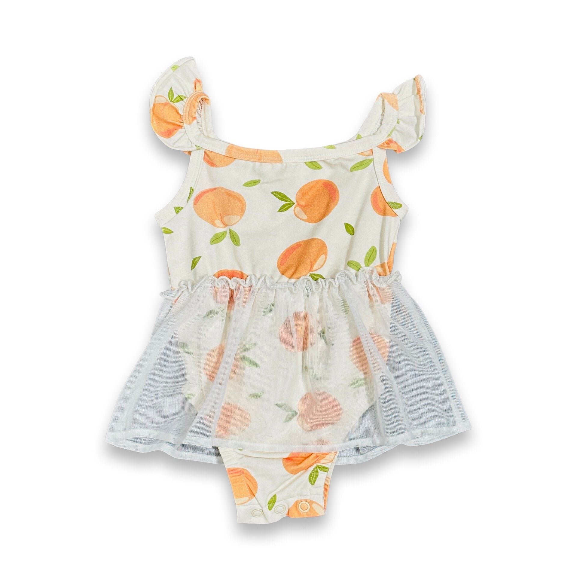 Peaches Ruffle Tutu Baby Girl Romper (Organic Jersey)