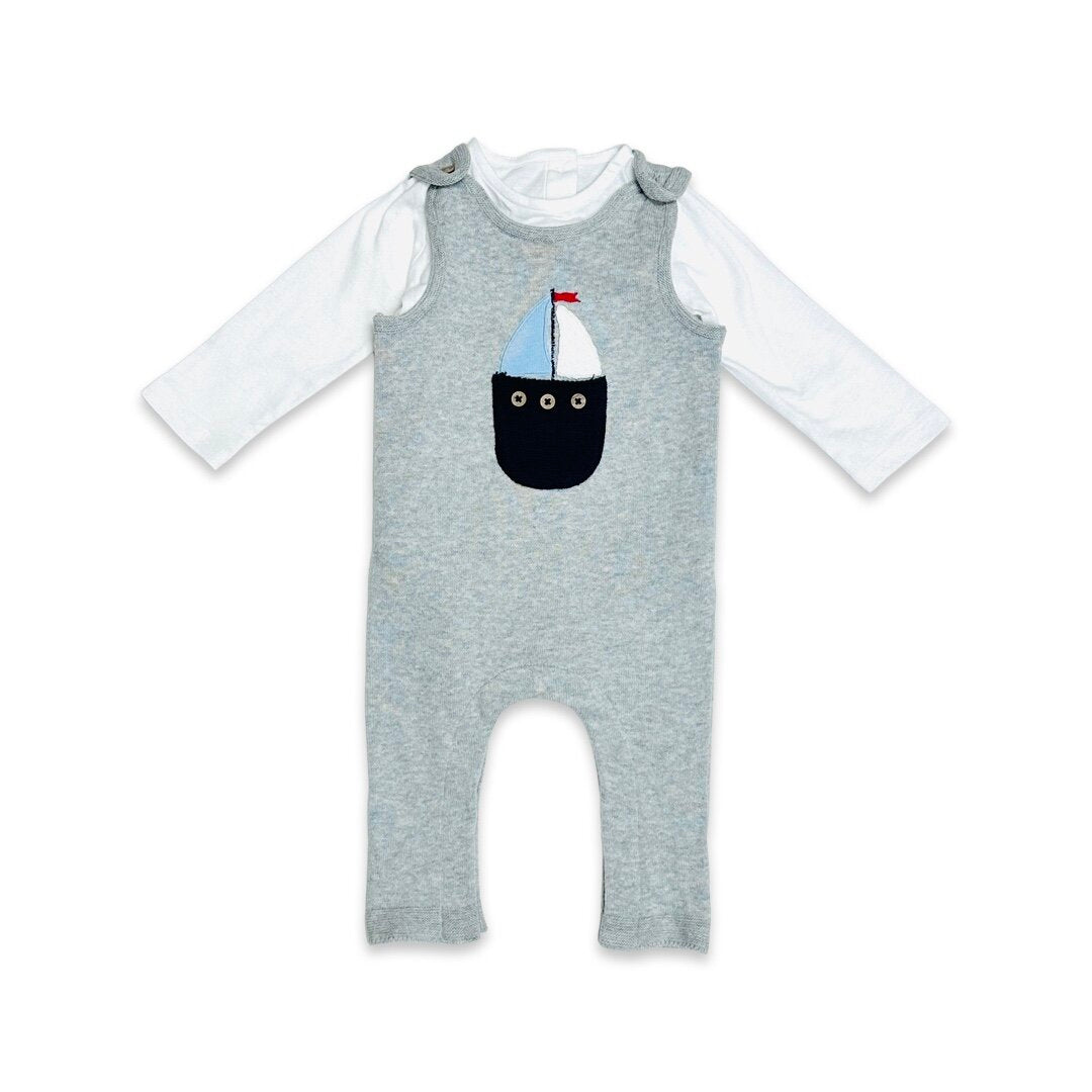 Boat Embroidered Pocket Baby Overall Set (Organic Cotton)Boat Embroidered Pocket Baby Overall Set (Organic Cotton)